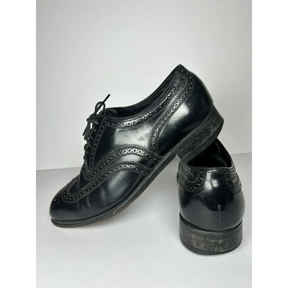 Florsheim Wingtip Oxford Mens Black Leather Brogue Dress Shoes Size 10
